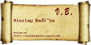 Viszlay Beáta névjegykártya